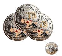 Lucky 13 Rebel Commemorative Coin - Lucky 13 Token, Audacious Spirit Coin, Challenge Declaration, Double-Sided Challenge Coin, Unique Gift for Women, Friends (3pcs)