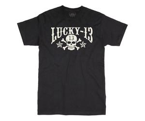 Lucky 13 Skull Stars Black T-Shirt Size 2XL