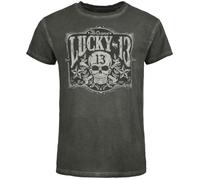 Lucky 13 Tombstone Tee Vintage Black Men's T-Shirt Mottled Black, Mottled black, XL
