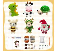 Lucky 6-Piece Crochet Kit for Beginners with Yarn, Hooks & Video Tutorial - DIY Animal Making Gift for Kids, Adults, Crochet Lovers - Birthday Holiday Craft Activities