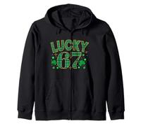 Lucky 67 Six Seven St Patrick’s Day Irish Shamrock Zip Hoodie