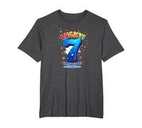 Lucky 7 Birthday Boy Festive Celebration for Kids T-Shirt, Men's Big and Tall, Dark Heather Grey, 6X Tall