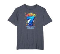 Lucky 7 Birthday Boy Festive Celebration for Kids T-Shirt, Men's Big and Tall, Heather Blue, 4X Tall