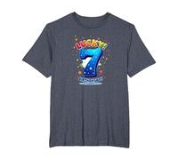 Lucky 7 Birthday Boy Festive Celebration for Kids T-Shirt, Men's Big and Tall, Heather Blue, 5X Tall