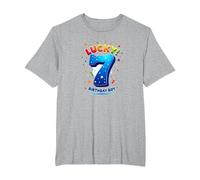 Lucky 7 Birthday Boy Festive Celebration for Kids T-Shirt, Men's Big and Tall, Heather Grey, 2X Tall