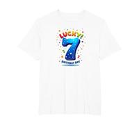 Lucky 7 Birthday Boy Festive Celebration for Kids T-Shirt, Men's Big and Tall, White, 6X Tall