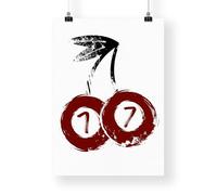 Lucky 7 Pool Ball Cherry Print: Unique Retro Billiards Decor, Vintage Style Pool Poster, Cool Home Decor, Game room Wall Art, Y2k Modern Art