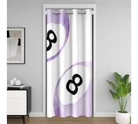 Lucky 8 Ball Kids Door Curtain,Girly Dreamy Tie Dye Artistic Blackout Curtain,Watercolor Trendy Preppy Bedroom Doorway Living Room Decor,Purple White Privacy Door Drape 1 Panel,60" W X 80" L