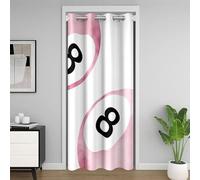 Lucky 8 Ball Kids Door Curtain,Watercolor Girly Artistic Dreamy Blackout Curtain,Tie Dye Preppy Trendy Bedroom Doorway Living Room Decor,Pink White Privacy Door Drape 1 Panel,34" W X 80" L