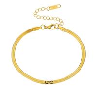 Lucky 8 Infinity Couple Bracelet for His and Hers Dainty Gold Snake Chain Bracelet Infinity Love Bracelets for Women Men, 23cm, Stainless Steel, no gemstone