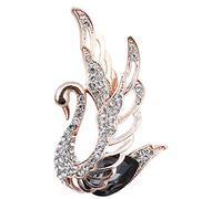 Lucky angel 3 Colors Choose Rhinestone and Crystal Swan Brooches for Women Elegant Animal Pins and Brooches Fashion Jewelry, Black