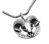 Lucky angel Retro Personality Creative Demon Goat Skull Pendant Necklace Men's Gothic Punk Viking Amulet Jewelry
