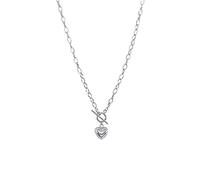 Lucky angel Sterling Silver Necklace for Women Trendy Elegant Vintage Glossy LOVE Heart Buckle Design Party Jewelry Wholesale