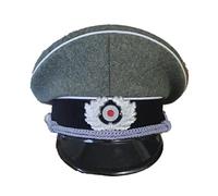 Lucky angel WWII German Elite Land Force Army Officer's Wool Cap High-Grade Grey Military Hat Wehrmacht Metal Badge For Halloween Cosplay