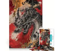 Lucky Asian Dragon Jigsaw Puzzles 1000 Pieces for Adults Stress Free Home Play Enjoyable Challenge Furniture Decor (38x26cm)