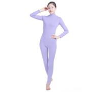 lucky baby store Girls' Women's Well-fit Turtleneck Spandex Long Sleeve Back Zipper Footless Unitard (M, light purple)