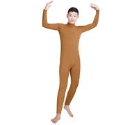 lucky baby store Men's Lycra Spandex Turtleneck Long Sleeve One Piece Dancewear Unitard Bodysuit (S, brown)