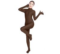 lucky baby store Women's One-piece Full Hands Full Feet Lycra Spandex Skin Tights Elastic Unitard Bodysuit (XXL, dark brown)