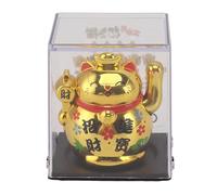 Lucky Beckoning Cat, Japanese Maneki Neko Lucky Cat Waving Arm Cute Chinese Cat Small Solar Waving Cat Lucky Fortune Cat Good Luck Wealth Welcoming Cat for Home Car Decoration(Gold)