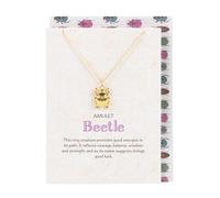 Lucky Beetle Necklace Card - Delicate Gold Beetle Pendant on Elegant Card, Symbol of Luck and Beauty, Gift for Her, Ready for Gifting, Gift for Birthdays and Special Occasions
