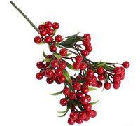 Lucky Berry Themed Artificial Decor Including Blueberry Red Fruit And Holly Floral Features For Desk Accent And Bookshelf Display(Bright Red)