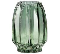 Lucky Bird Purple Pink Glass Vase Modern Ribbed Glass Vase for Flowers, Candles, and Decorative Accents - Tall/Short Glass Vase for Centerpieces Home Table Decor(Green H8.0inch)
