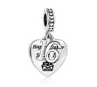 Lucky Birthday Number 12 16 18 21 Love Heart Dangle Charm Compatible with Pandora Charms Bracelets Women Family Daughter Granddaughter