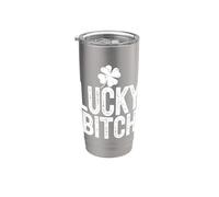 Lucky Bitch Funny St Patricks Day Meme 4 Leaf Clover Stainless Steel Insulated Tumbler