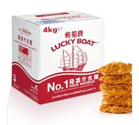 LUCKY BOAT No.1 Thick Chow Mein Wheat Noodles 4KG - Egg Free, Vegan, Vegetarian - Restaurant Quality - Bulk Pack of 1