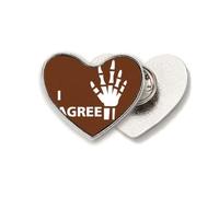 lucky body hand b agree Heart Metal Pin Brooch Clip Love