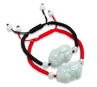 Lucky Bracelet, Bracelets,Bracelets For Women,Feng Shui Green Jade Bracelet for Women Genuine Yoga Emerald Brave Braided Bracelet Rope This Life Year Transit Red Rope Men And Women Couples Set Of Two