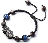 Lucky Bracelet, Feng Shui Bracelet, Feng Shui Black Bracelet,Pixiu Natural Silver Blue Tiger Eye Bracelet Men Women Couple Lucky Bracelet Money Good Luck,Men