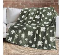 Lucky Brand 50" x 70" Plush Throw Blanket, Clover Green Blanket for Sofa or Bed