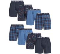 Lucky Brand Boxers for Men - 8 Pack Knitted Mens Underwear with Functional Fly - Classic Mens Boxers (S-XXL), Mood Indigo/Mood Indigo Print, M