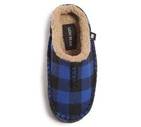 Lucky Brand Boys Buffalo Plaid Memory Foam Slippers Non-Slip Rubber Sole Cosy Fluffy Bedroom Clogs, royal, 5 Big Kid
