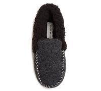 Lucky Brand Boys Faux Wool A-line Memory Foam Slippers, black, 4 Big Kid
