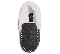 Lucky Brand Boys Faux Wool A-line Memory Foam Slippers, black white, 7-8 Toddler
