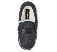 Lucky Brand Boy's Faux Wool with Patch & Stitch Slippers, Charcoal, 11-12 Little Kid