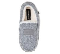 Lucky Brand Boy's Faux Wool with Patch & Stitch Slippers, Lt.grey, 11-12 Little Kid