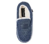 Lucky Brand Boy's Faux Wool with Patch & Stitch Slippers, Navy, 2-3 Little Kid