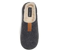 Lucky Brand Boy's Fleece Clog Micro Suede Tab Slippers, Charcoal Tab, 5 Big Kid