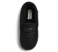 Lucky Brand Boys Micro Suede Fuzzy Lined Moccasin Slippers for Kids, black, 7-8 Toddler