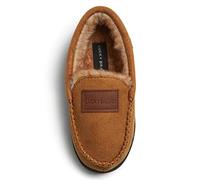 Lucky Brand Boys Micro Suede Fuzzy Lined Moccasin Slippers for Kids, tan, 7-8 Toddler