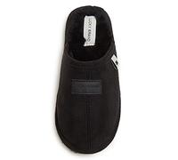 Lucky Brand Boy's Micro-Suede Scuff Slippers, Kids House Shoes with Plush Lining - Black, Size 13