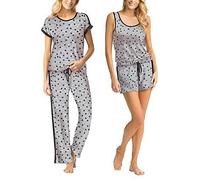 Lucky Brand Ladies' 4 piece Pajama Set (Gray Stars, S)