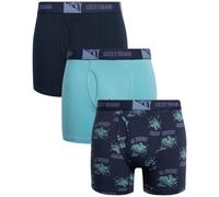 Lucky Brand Men's Boxer Briefs - 3 Pack Athletic Compression Boxers for Men S-XXL, Total Eclipse/Mood Indigo Print/Reef Waters, M