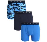 Lucky Brand Men's Boxer Briefs - 3 Pack Soft Stretch Boxers for Men with Contour Pouch - Casual Mens Underwear Boxers (S-XXL), Mood Indigo/Print/Super Sonic, L