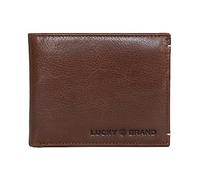 Lucky Brand Men's Embossed Bifold Wallet (Available in Cotton Canvas Or Leather), Smooth Leather - Brown, One Size