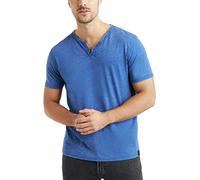 Lucky Brand Men's Venice Burnout Notch Neck Tee Shirt T, Monaco Blue, S