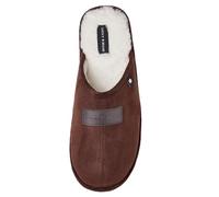 Lucky Brand Micro-Suede Scuff Indoor Slippers for Men with Plush Lining, Brown, L